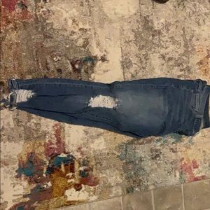 Ankle length raw hem jeans